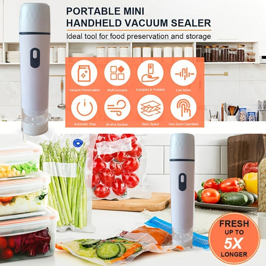 Handheld Vacuum Sealer with USB Cable and 15- or 30-Bag Storage Kit for Compact Kitchen Use