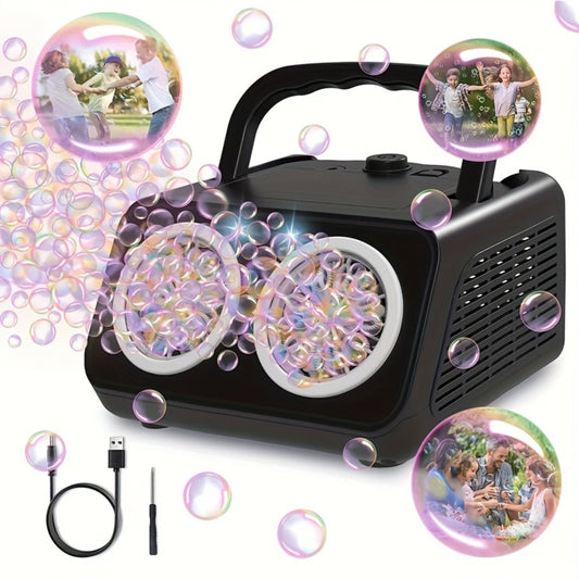 Automatic Bubble Machine with 2 Fans, 20000+ Bubbles Per Minute – Electric Bubble Blower for Kids, Battery Powered
