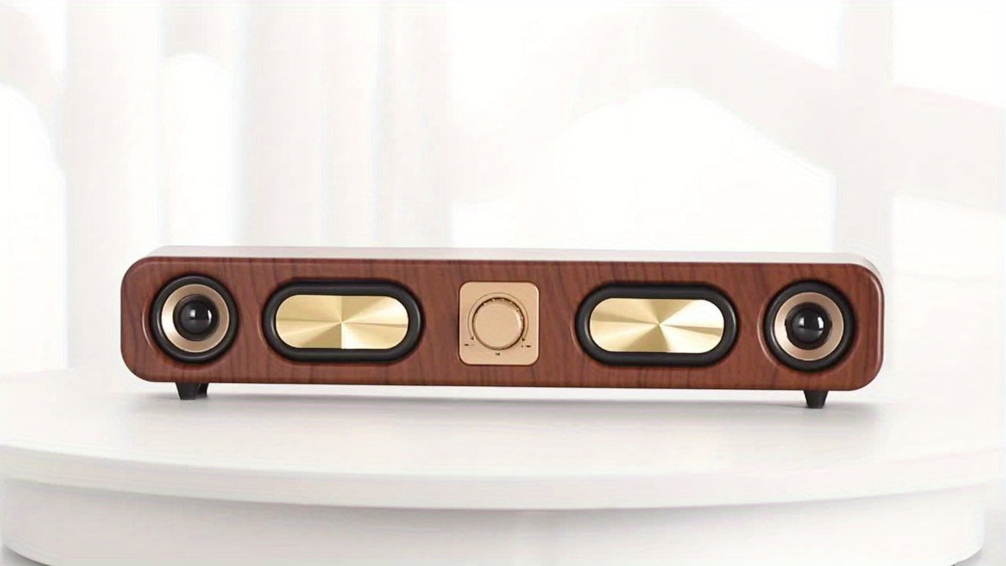 Classic Vintage 10W Bluetooth Desktop Soundbar with Dual 2-Inch Speakers, USB & 3.5mm AUX & TF Card Input