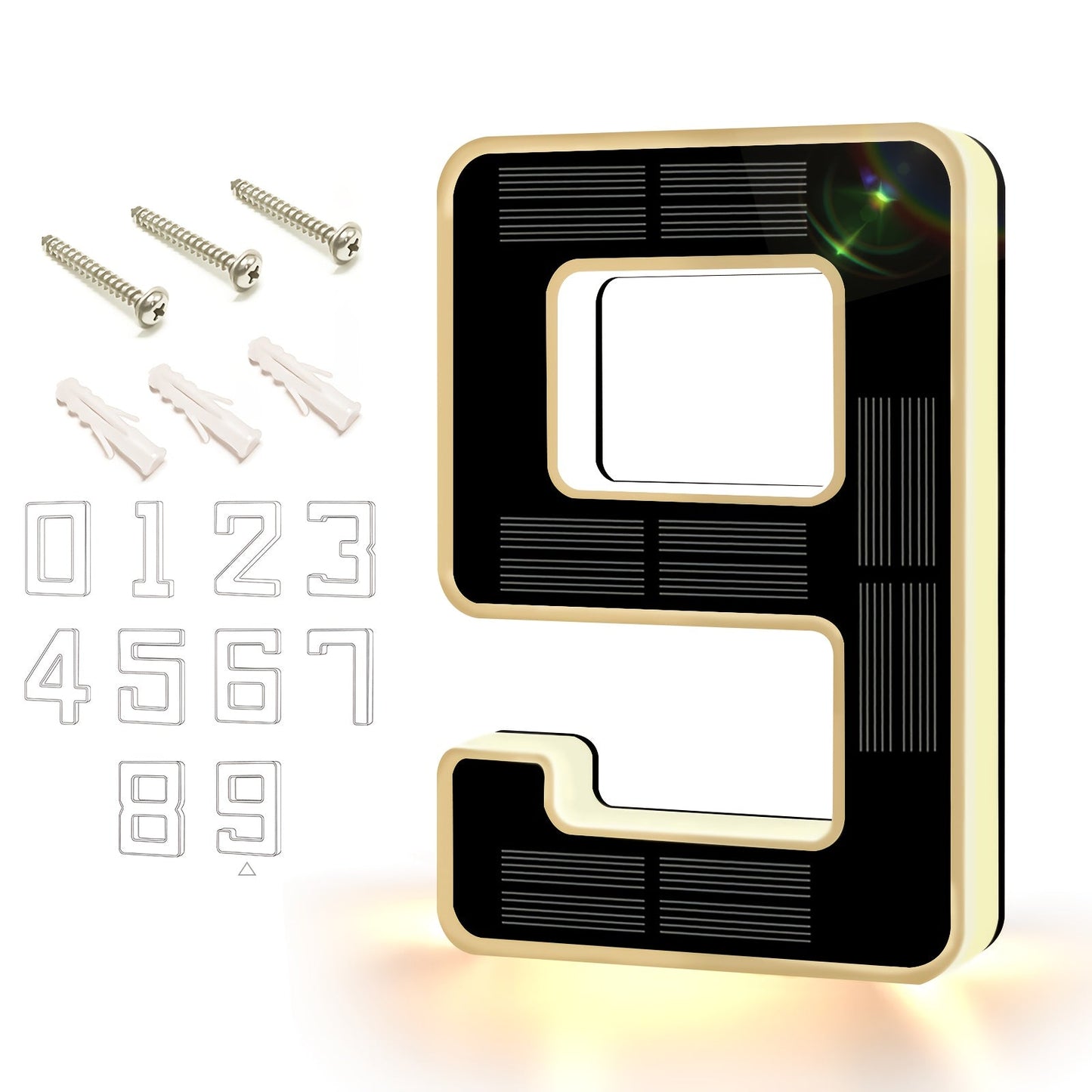 LED Solar House Number Light 6.7 Inch Wall Mounted, Smart Sensor Illuminated Address Number for Home Decor