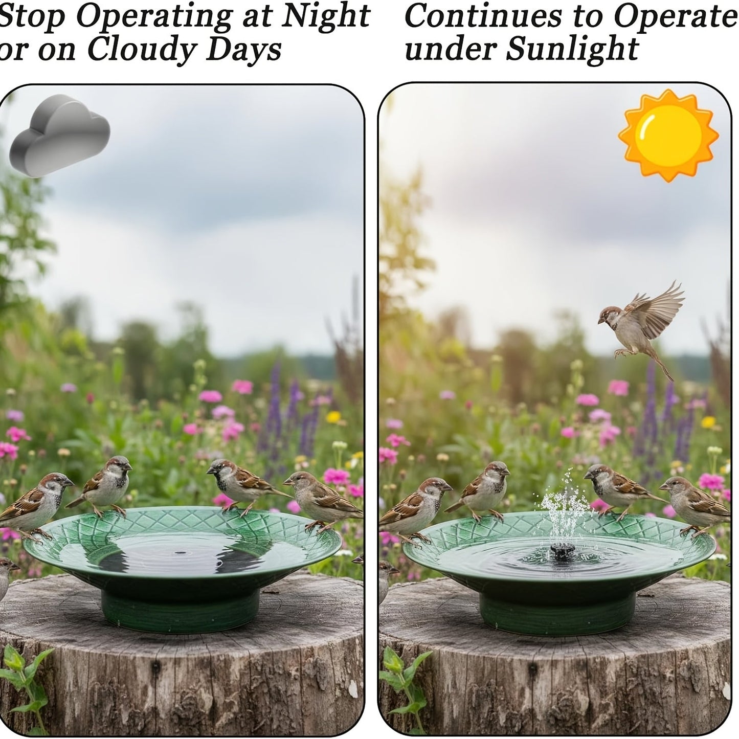 Bird Bath Solar Fountain 12.6" Green Metal Bowl Garden for Garden, Patio and Yard Use, with the Listed Configuration