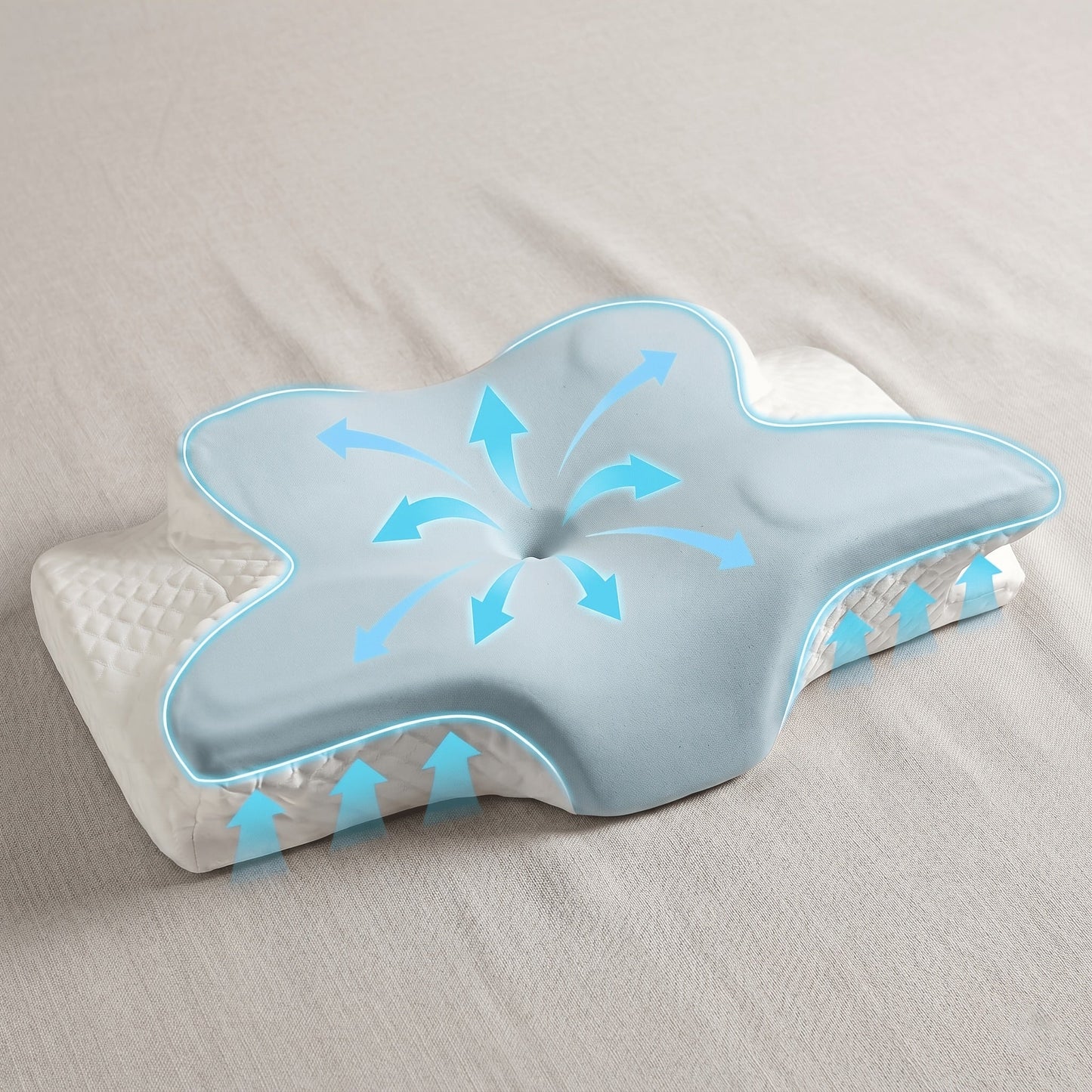 Cervical Neck Pillow for Sleeping - Butterfly Contour Memory Foam Support for Back & Side Sleepers
