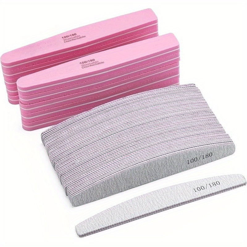Nail Files and Buffers Professional 100 180 Grit Double-Sided Sanding Boards Reusable Polishing Blocks for Manicure Pedicure Salon Home Use