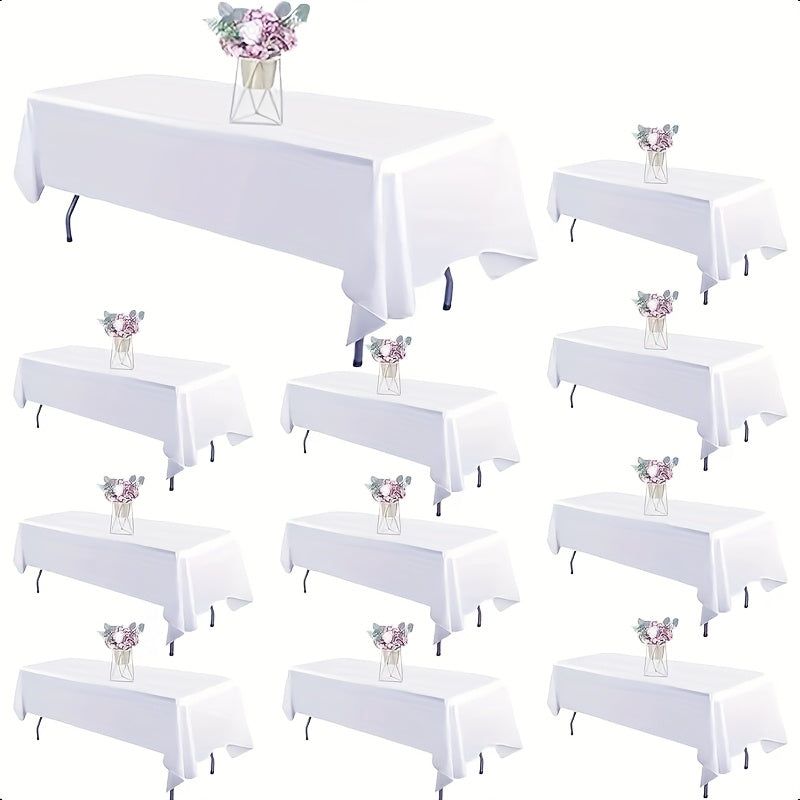 10-Pack White Rectangular Tablecloths 60x102 Inch – Washable Banquet Table Covers for Weddings, Parties & Events
