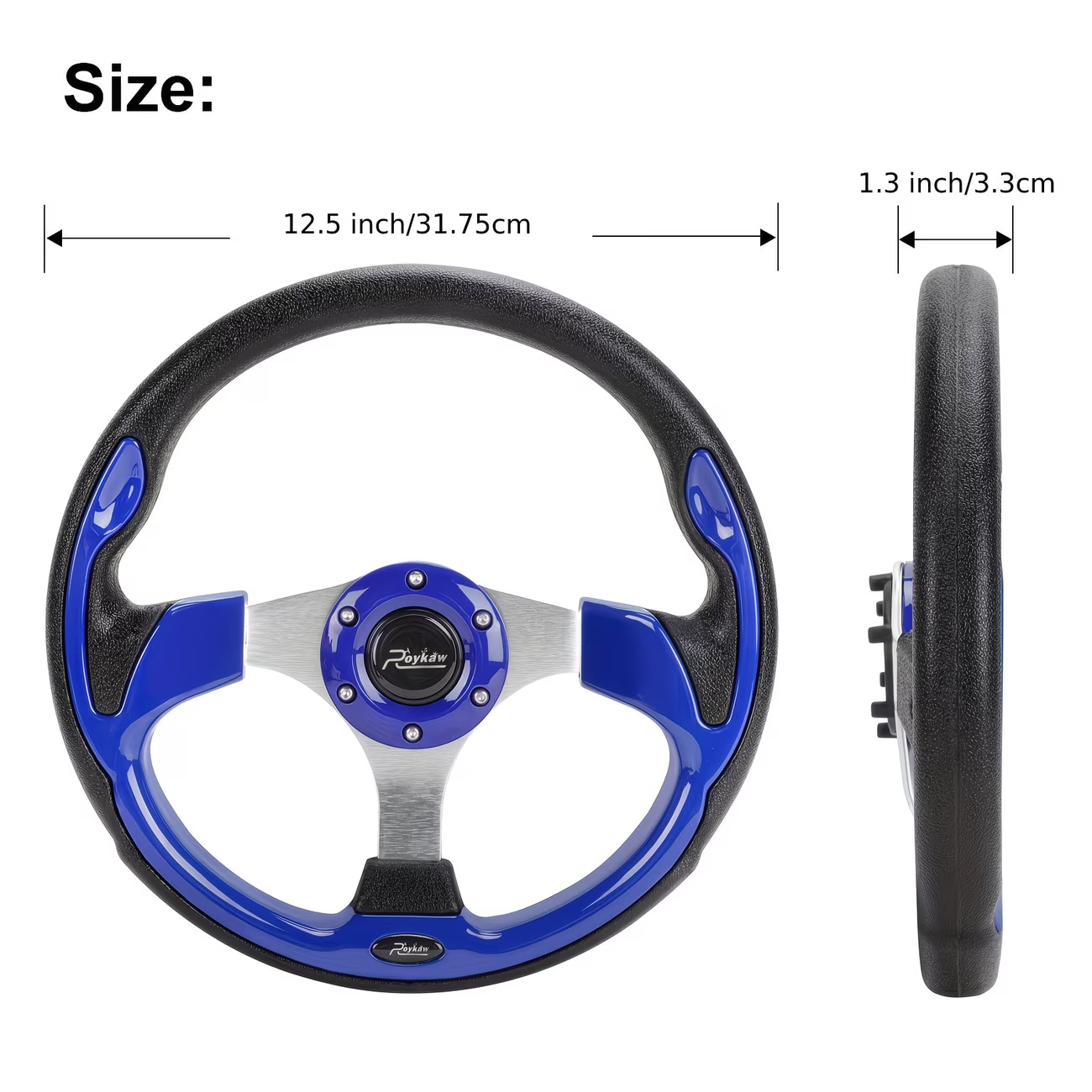 Golf Cart Steering Wheel 12.5 Inch Universal Fit – Compatible with Club Car DS Precedent Tempo, EZGO RXV TXT