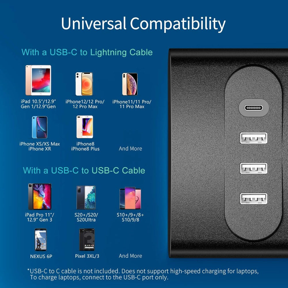 Surge Protector Power Strip 16-in-1 ANRMESUN with 12 AC Outlets, 3 USB-A, 1 USB-C, 2980J Marking and 5 ft Cord