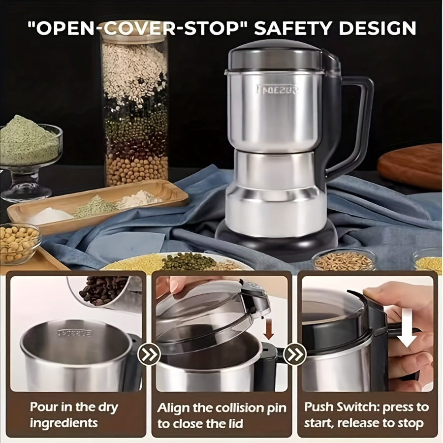 Electric Grain Grinder Mill, High-Speed Spice Coffee Herb Grinding Machine with Powerful Motor, Compact Design for Home Kitchen Use