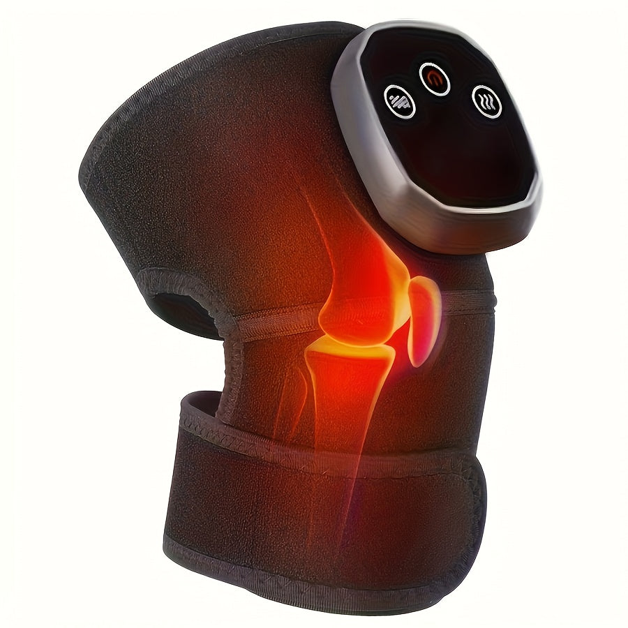 Heating Knee Massager 3-in-1 Wireless Vibrating Knee Brace - Electric Heating Pad with Vibration Massage for Knee