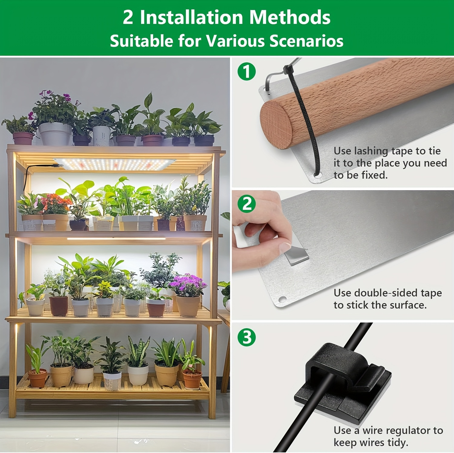 Under-Shelf LED Plant Light Panel Set with Dimming and Timer Controls, 2 or 4 Pack for Indoor Racks