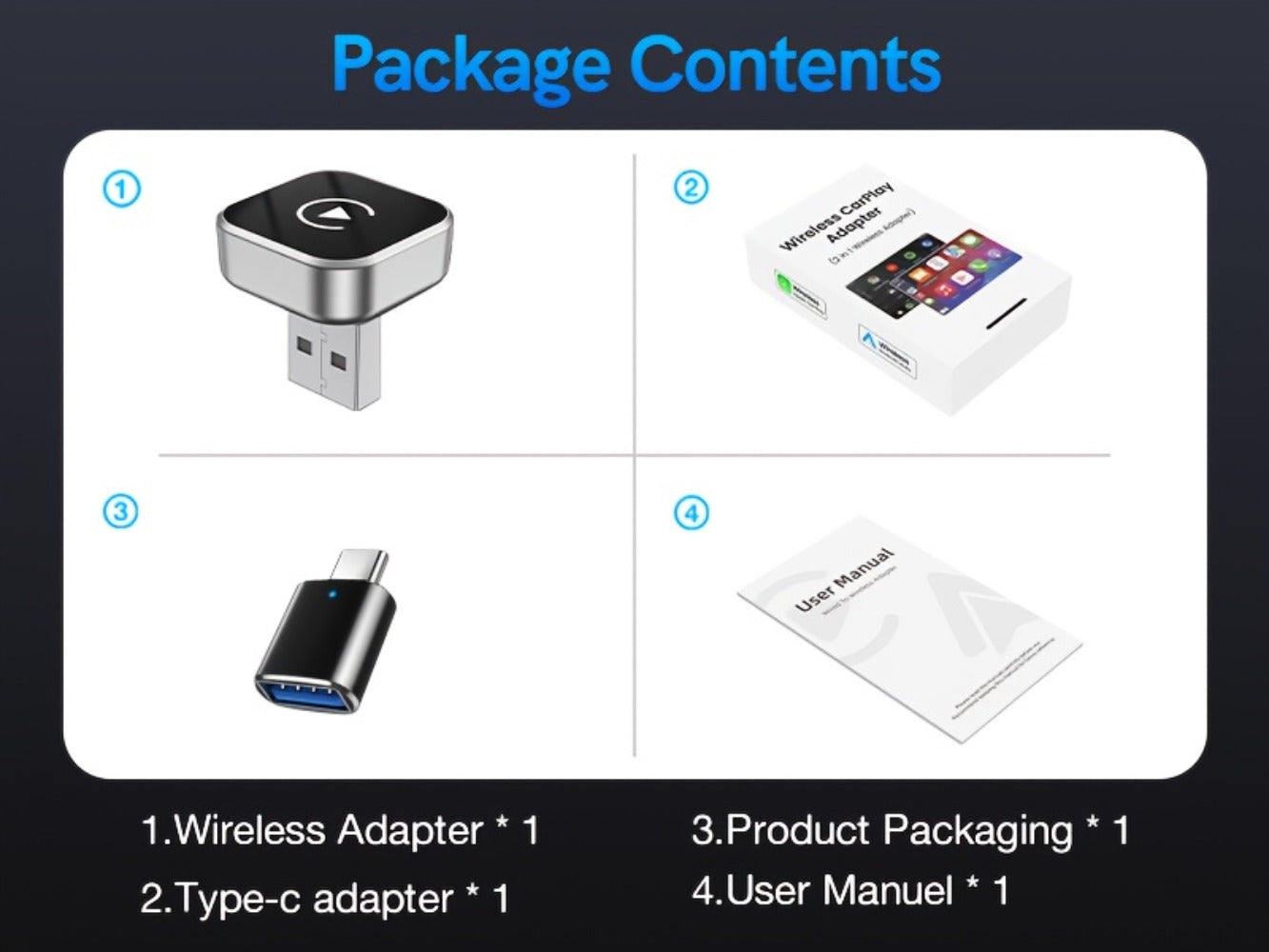 Wireless CarPlay Adapter 2-in-1 for iPhone & Android Auto, Mini USB-C Dongle, Convert Wired to Wireless, Plug & Play, Auto Connect