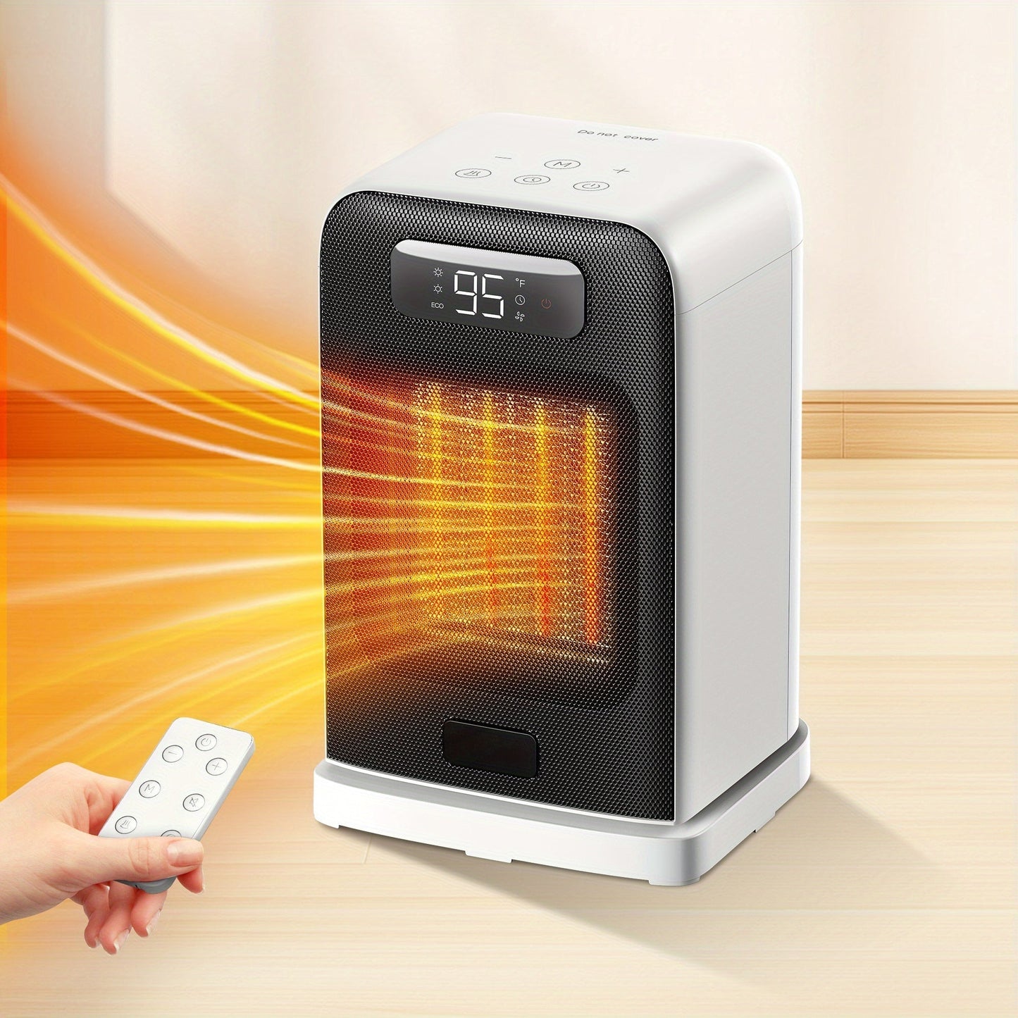 Ceramic Space Heater 1500W Fast Heating - 4 Modes, Adjustable Thermostat, Overheat & 70° Tip-Over Protection
