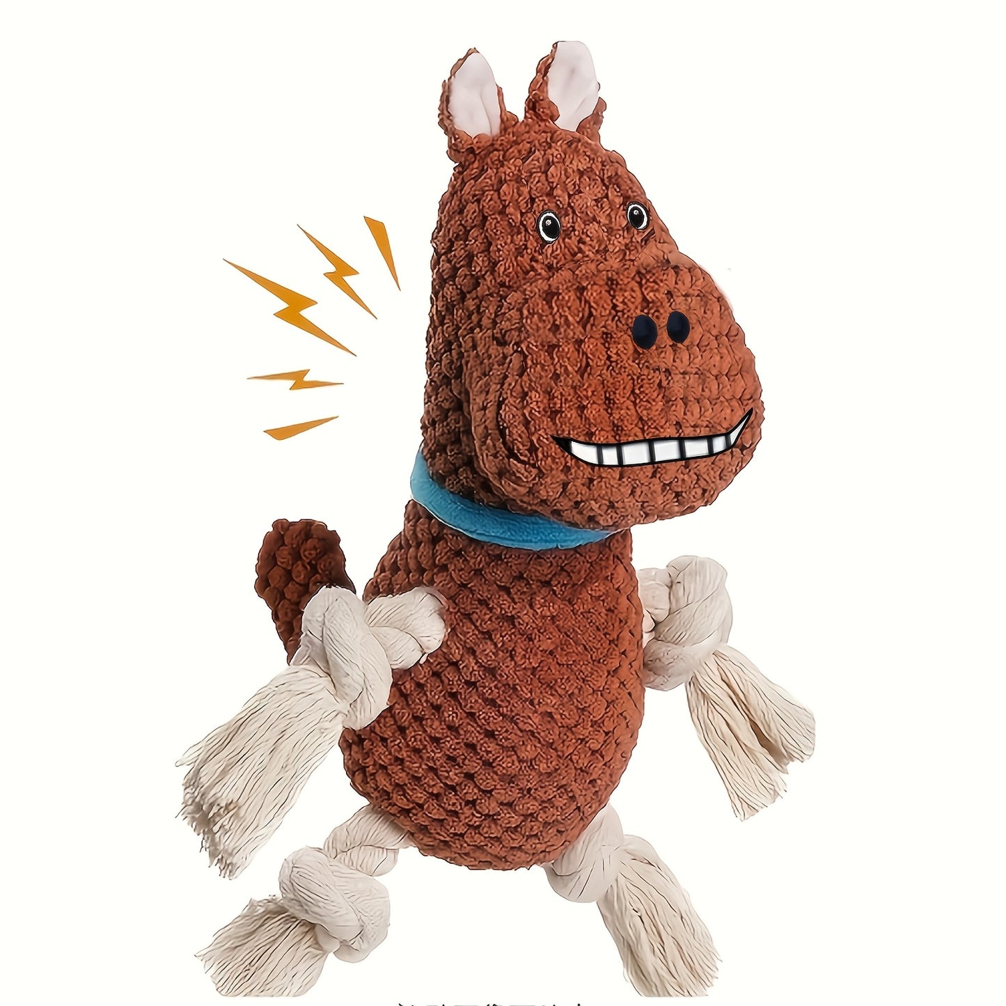 Squeaky Plush Dog Toys – Interactive Stuffed Animal Chew Toys with Built-in Squeaker & Pull Rope, Soft Durable Dog Toys