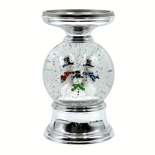 Snowman Water Globe Candle Holder Pedestal Compatible with Bath & Body Works 3-Wick Candles – Winter Christmas Centerpiece Table Decor