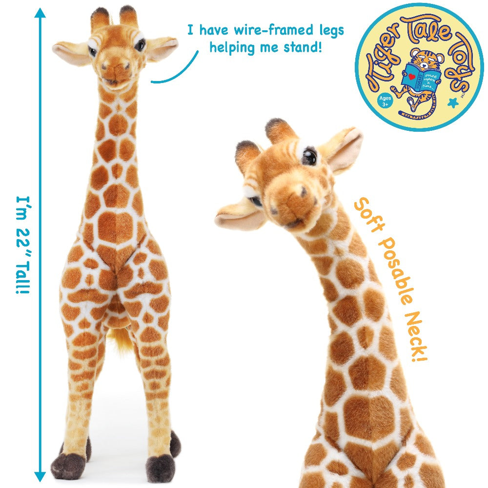 Stuffed Animal Jocelyn Baby Giraffe 22-Inch Poseable Safari Plush with Story Card and Spotted Coat