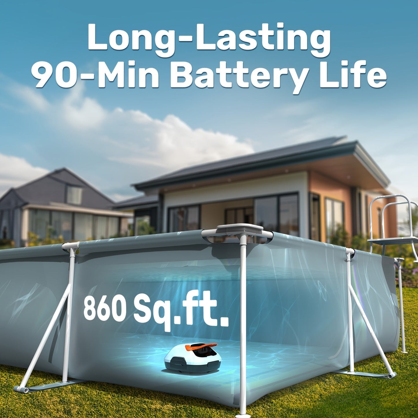 Robotic Pool Cleaner, Cordless Above Ground Pool Vacuum for Garden, Patio and Yard Use, with the Listed Configuration