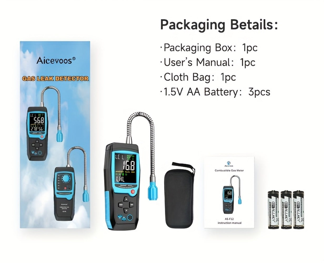 Gas Leak Detector Combustible Gas Detector Aicevoos AS-F12 Natural Gas Methane Tester Sound for Entryways, Bedrooms and Living Spaces