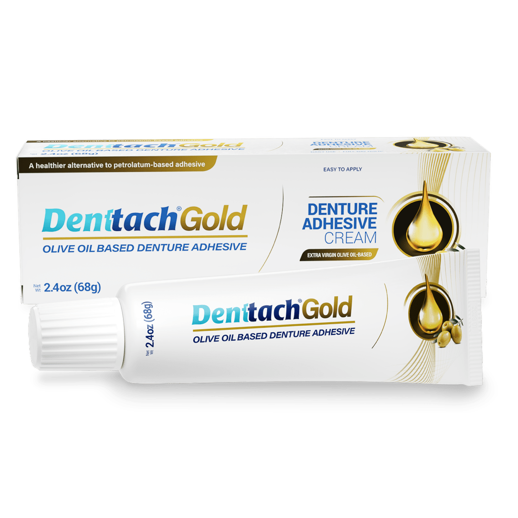 Denture Adhesive Cream – Olive Oil-Based All-Day Secure Hold for Full & Partial Dentures, Zinc-Free Petroleum-Free Non-Glue Cushion Soft