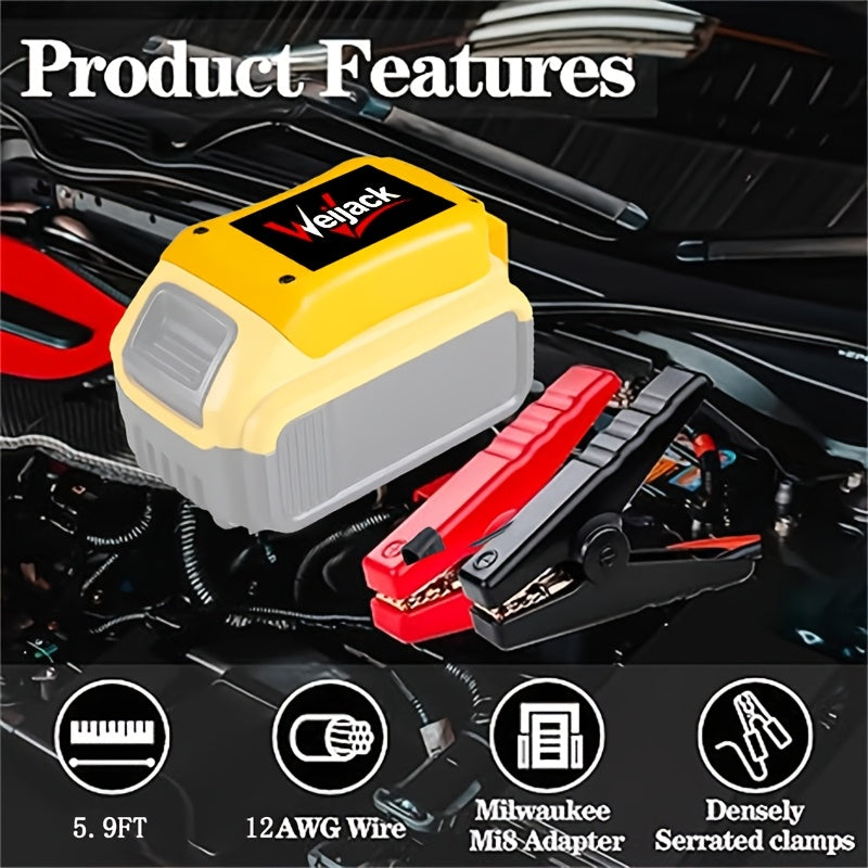 Jumper Cable Clamps Compatible with Ryobi 18V & Dewalt Battery | 5.9ft 12AWG Portable Jump Starter Booster Cables Automotive Battery Jumper