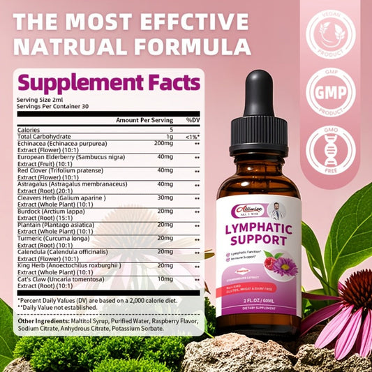 Lymphatic Health Drops 11-in-1 with Echinacea Elderberry Astragalus Burdock Root Dandelion Red Clover 2.03oz