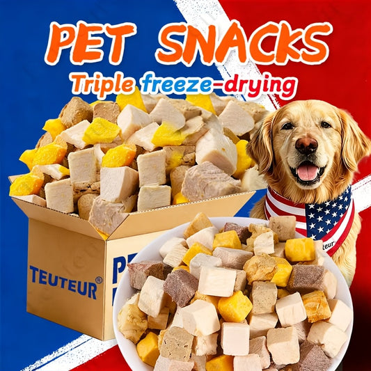 Freeze-Dried Dog Treats 150g Triple Combo – Beef Liver, Chicken & Egg Yolk Grain-Free High Protein Crunchy Bites for Small Dogs, Puppies