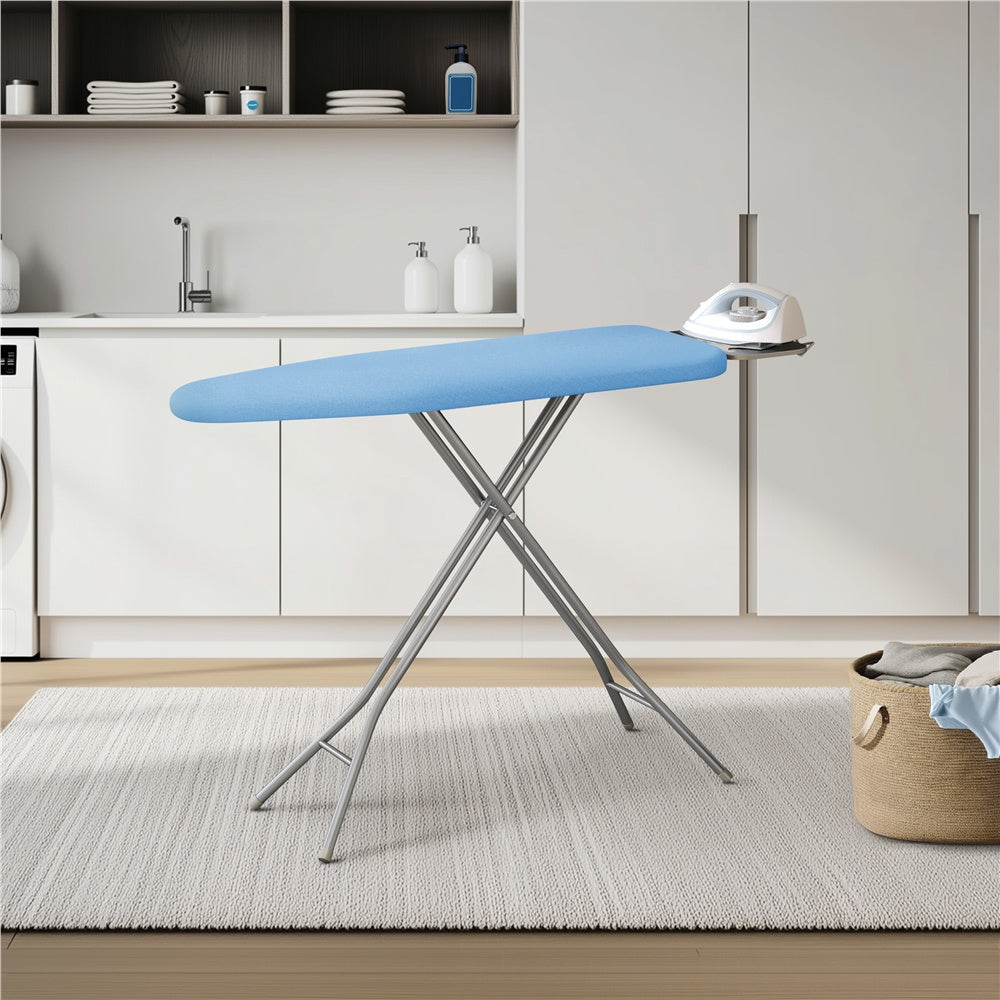 Full-Size 52-by-14-Inch Folding Ironing Board with Four-Leg Stand and Iron Rest in Four Colors
