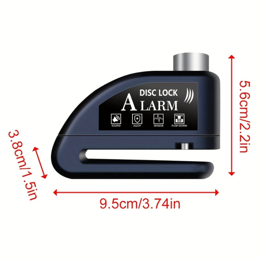 Motorcycle Disc Brake Lock with Alarm 110dB Anti-Theft Security Lock 500mAh Rechargeable USB Motorbike Wheel Lock with Reminder Rope