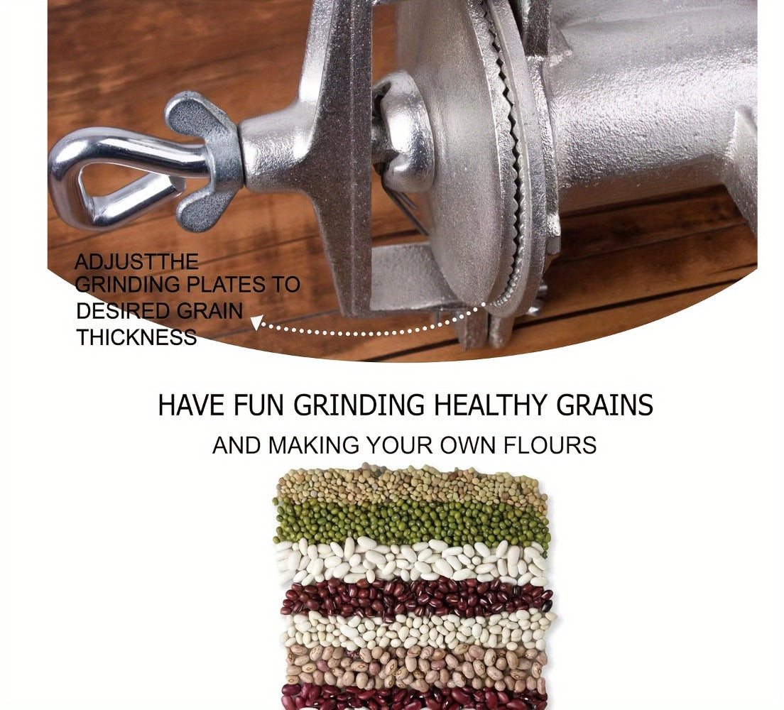 Manual Grain Grinder Mill – Cast Iron Hand Crank Grain Mill with High Hopper, Adjustable Coarse Fine Grinding