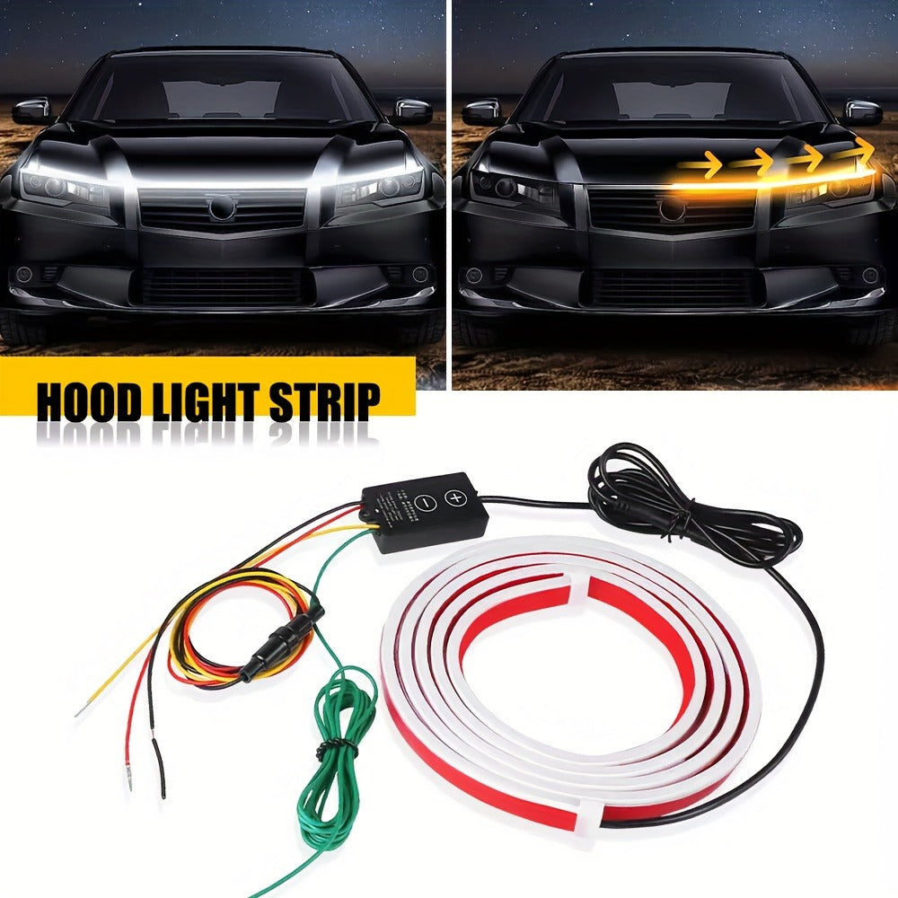 Car Hood LED Light Strip – 79" / 6FT Flexible Daytime DRL Strip with Fuse Protection, Universal Fit for Car SUV Truck Van, No Wiring Needed
