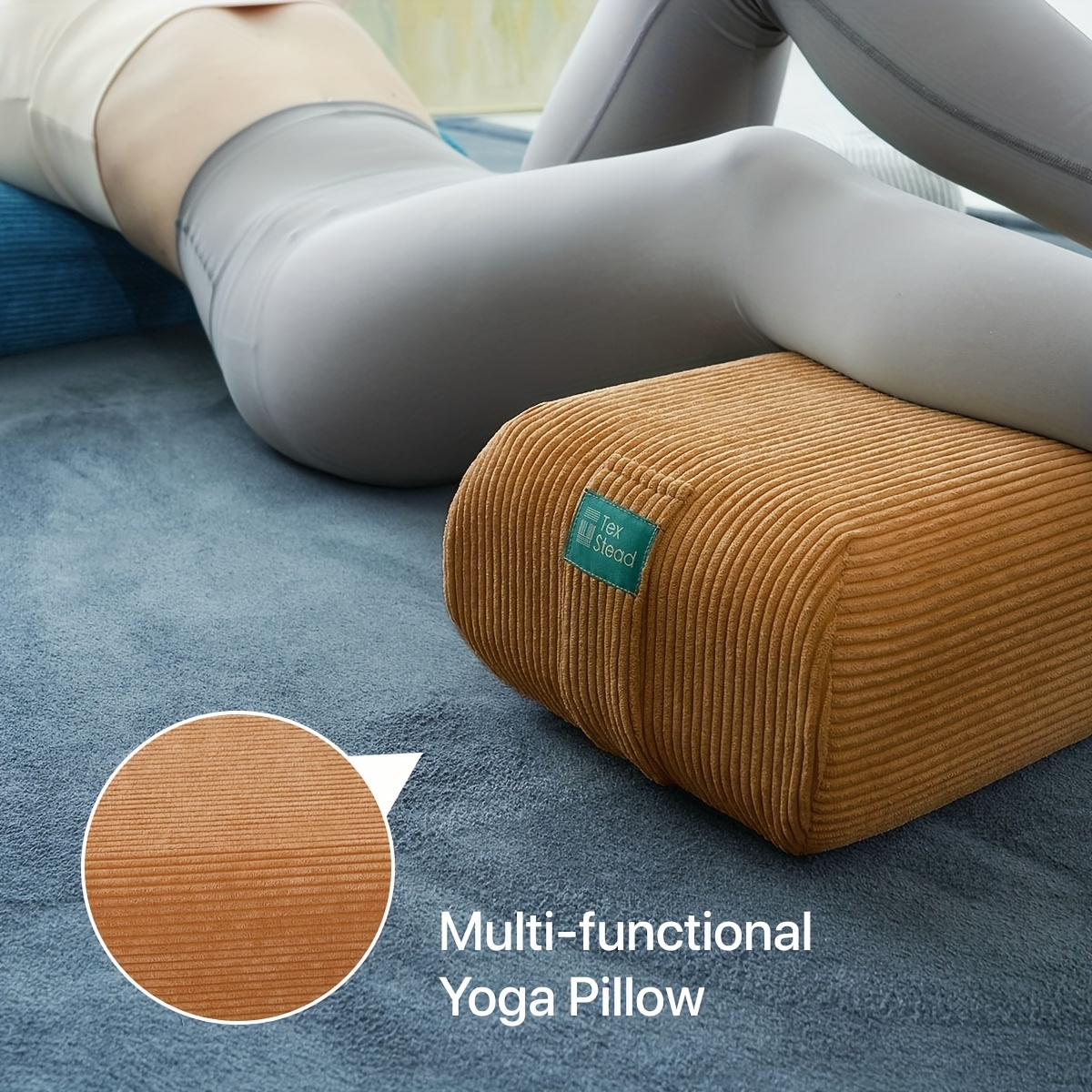 Yoga Bolster Pillow – Long Supportive Cushion for Restorative Yoga & Floor Sitting, Carry Handle & Machine Washable Cover for Meditation