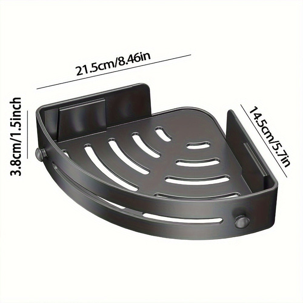 Corner Shower Shelf 2-Layer Nail-Free Bathroom Caddy, No Drill Plastic Shampoo Holder & Organizer for Shower