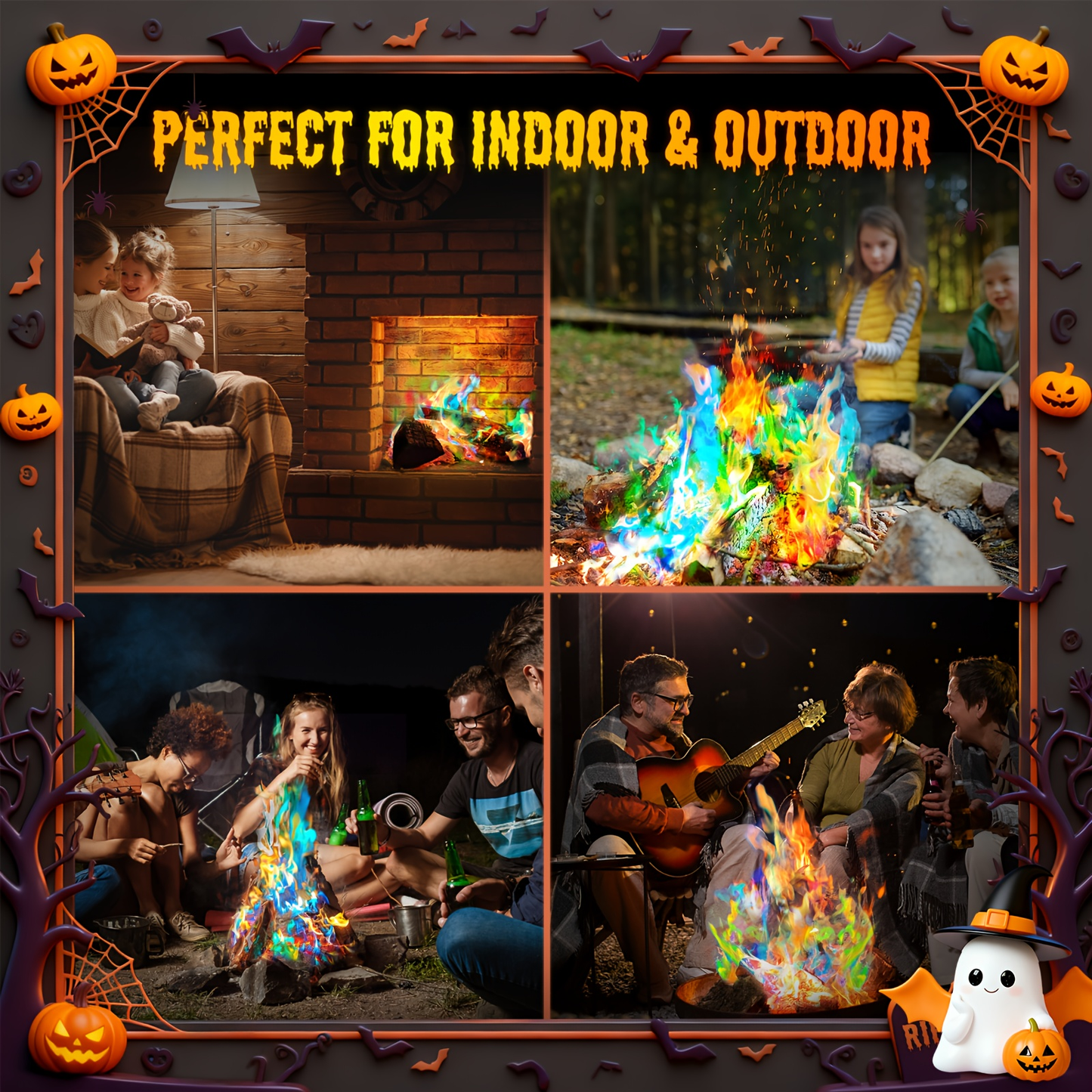 Fire Color Changing Packets 12/24pcs – Magic Colorful Flame Packets for Campfire, Fire Pit, Bonfire & Outdoor Fireplace