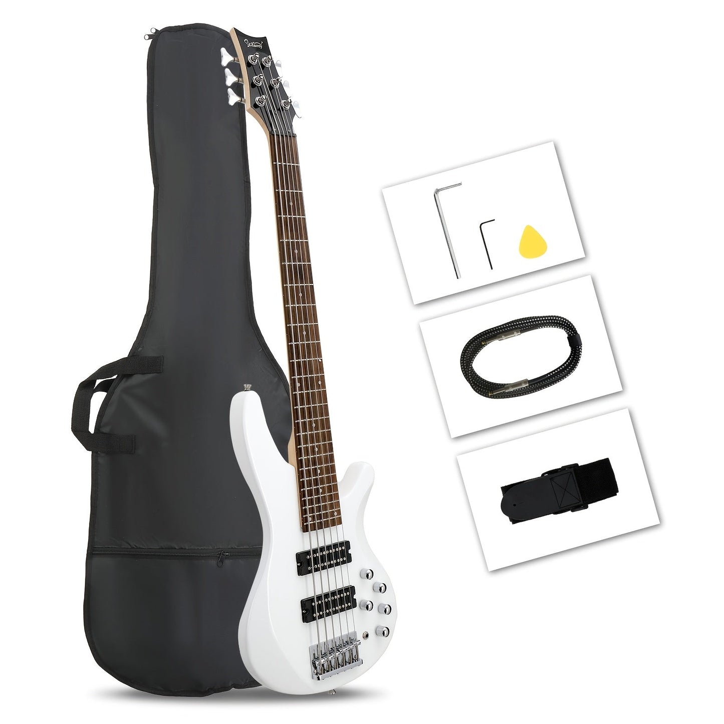 Electric Bass Guitar shown in the White Bass option