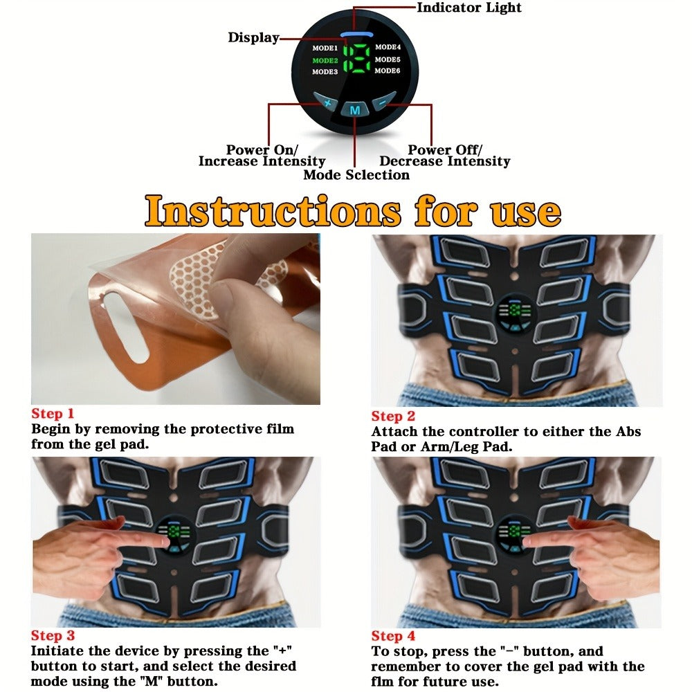 EMS Ab Training Band, Whole Body Electric Stimulator Belt for Abdominal Toning, Passive Workout During Reading
