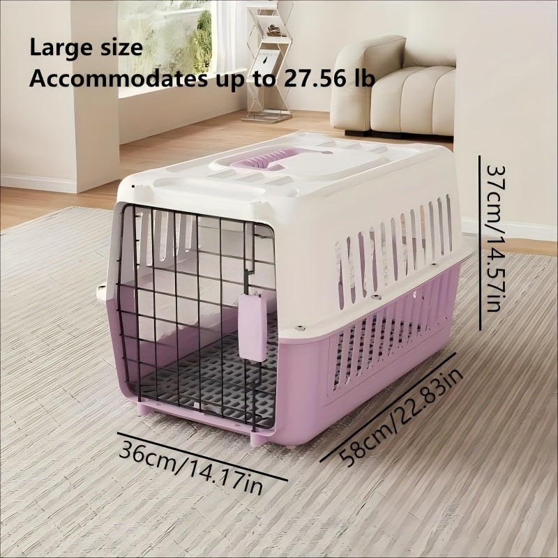 Hard-Shell Pet Carrier Crate with Front Grid Door, Side Ventilation and Standard or XL Sizes in Three Colors