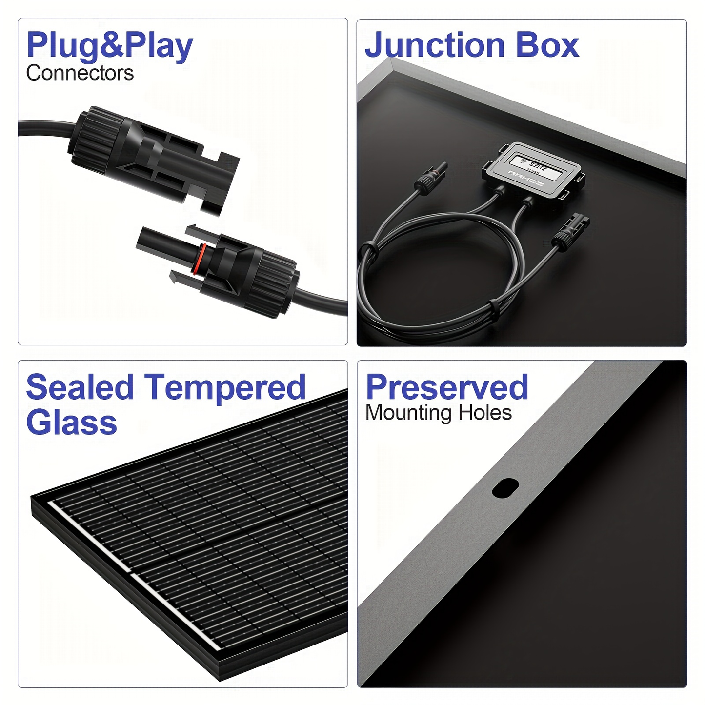 High-Efficiency 100 Watt Solar Panel Featuring a Black Backsheet, 18 BB Monocrystalline Design