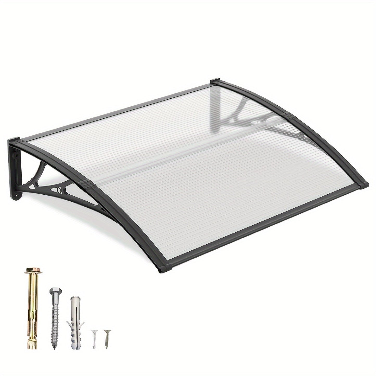 Polycarbonate Window Awning Door Canopy - UV Rain Snow Sun Protection Overhang for Doorways, Patio & Windows