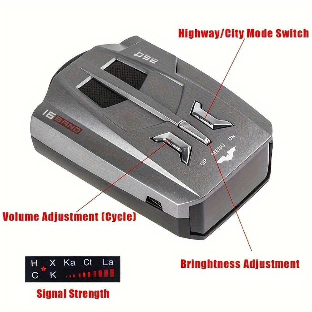 Radar Detector for Cars – Long Range Detection, Mute Memory, LED Display, City & Highway Mode, Speed Camera Alert Driving Aid