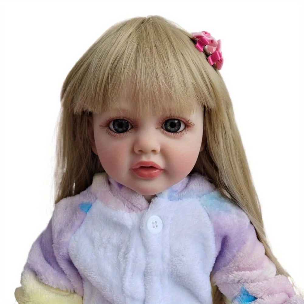 Reborn Baby Doll 22-Inch Soft Vinyl Toddler Design with Blonde Wig Hair, Acrylic Eyes and Unicorn Outfit
