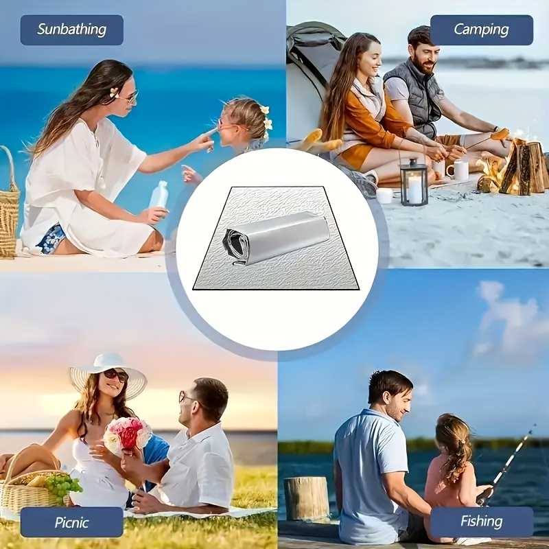 Camping Mat Extra Large 4 Person – Aluminum Foil EPE Foam Waterproof Picnic Blanket, Double-Sided Moisture-Proof Thermal Insulation Pad