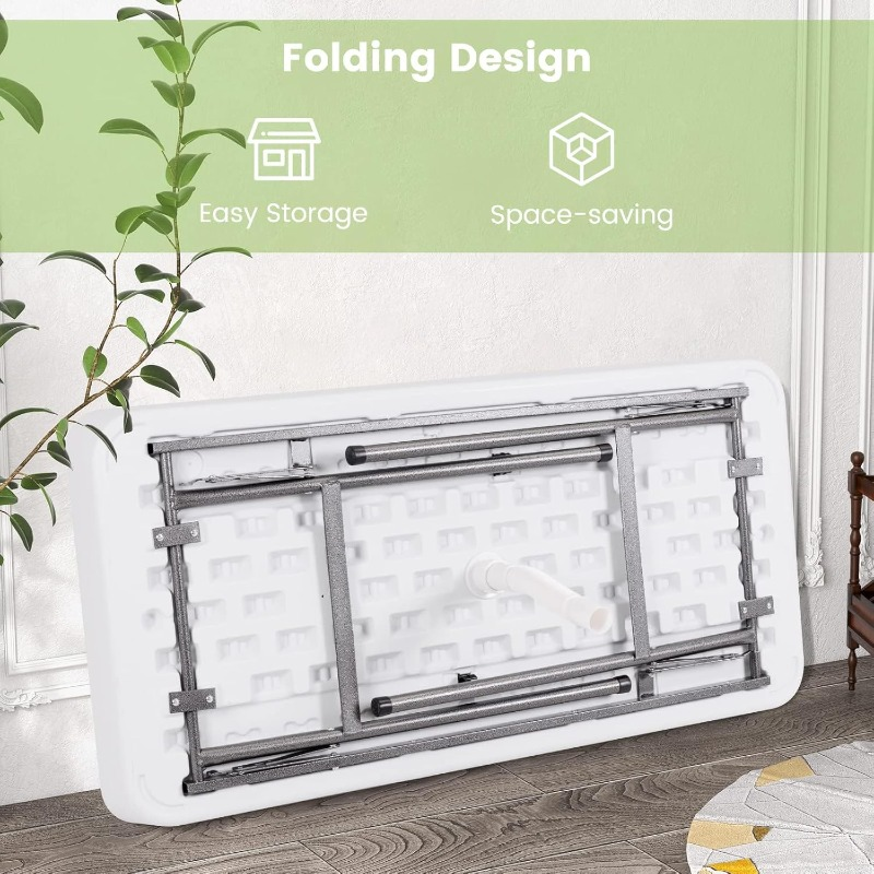 Ice Table Folding 4 ft Portable Cooler Table with Drain & Removable Skirt, Fill and Chill Party Beverage Station for BBQ