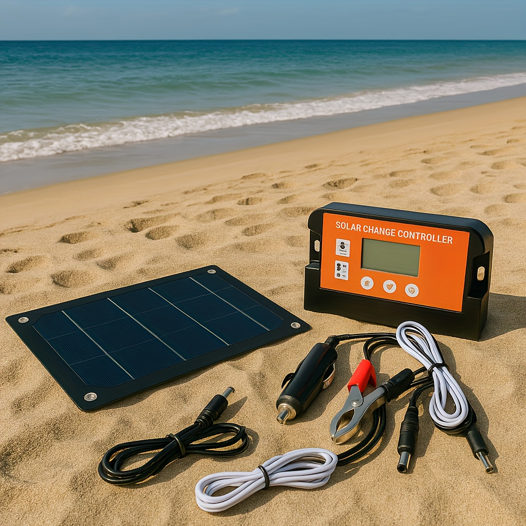 Solar Panel Kit 100W Monocrystalline with Extension Cable, Battery Clip & Charge Controller – 12V/24V for RV, Camper