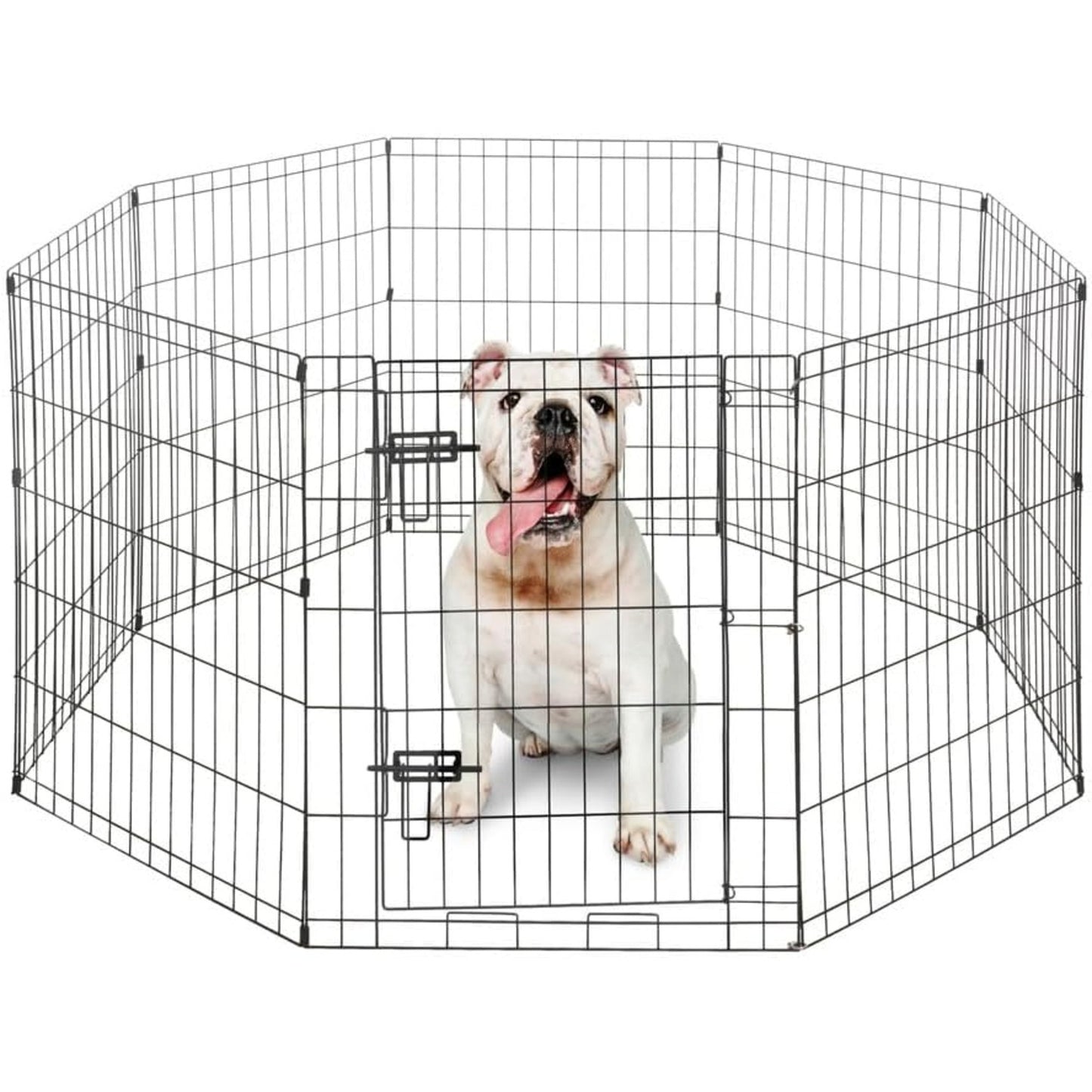 Dog Playpen 8 Panel Foldable Metal Pet Fence with Gate | Heavy-Duty Indoor Outdoor Exercise Pen for Small Dogs & Animals | Portable Kennel