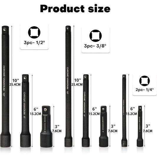 Socket Drive Accessory Kit 18-Piece – Socket Adapters, Extension Bars, Universal Joints & Impact Couplers Chrome-Moly Steel Professional