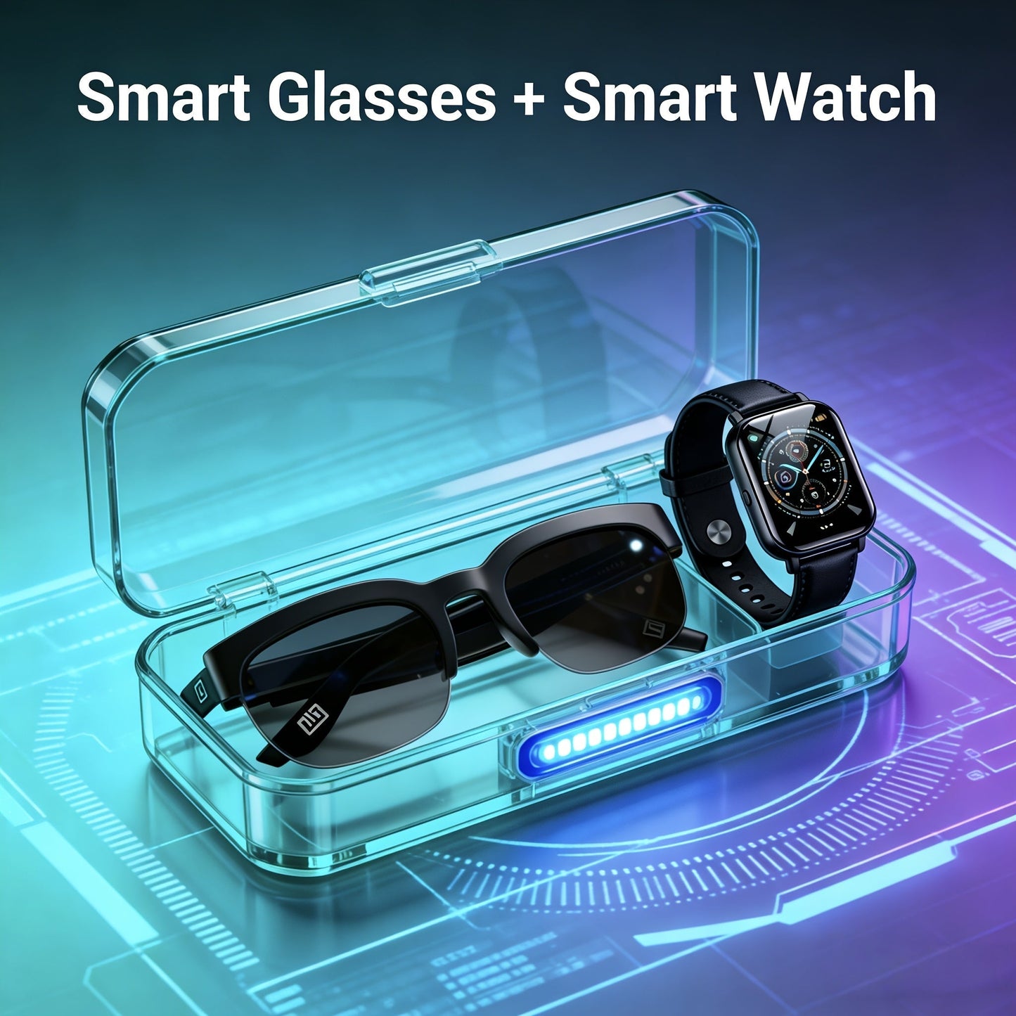 AI Smart Glasses with Real-Time Multi-Language Translation, Bluetooth Wireless Mic & Speaker