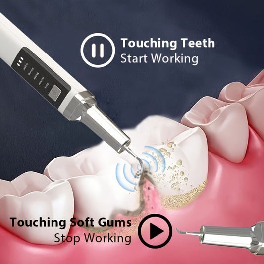 Electric Teeth Cleaner Kit with 2 LED Lights & Mirror, 5 Adjustable Modes, 2 Replaceable Heads