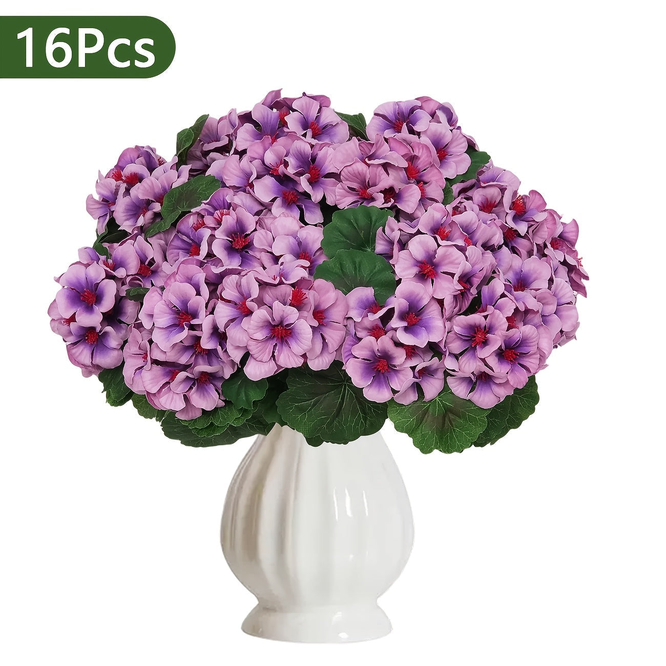 Artificial Flowers 13.77-Inch Geranium, Rose, Marigold or Hydrangea Styles in 8 and 16-Piece Options