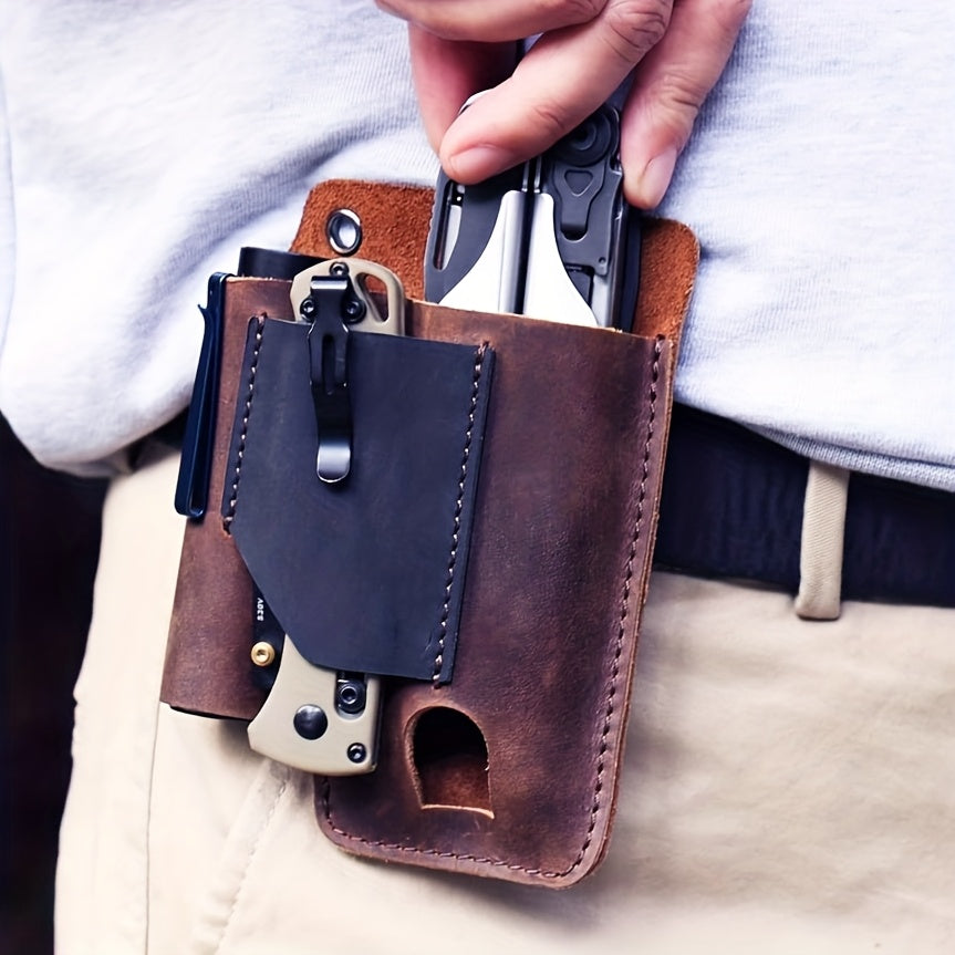 Multitool Belt Holster with Belt Clip & Loop, EDC Everyday Carry Organizer Sheath for Multi-Tools, Flashlight & Pen Holder, 4x5.5x1 Inch