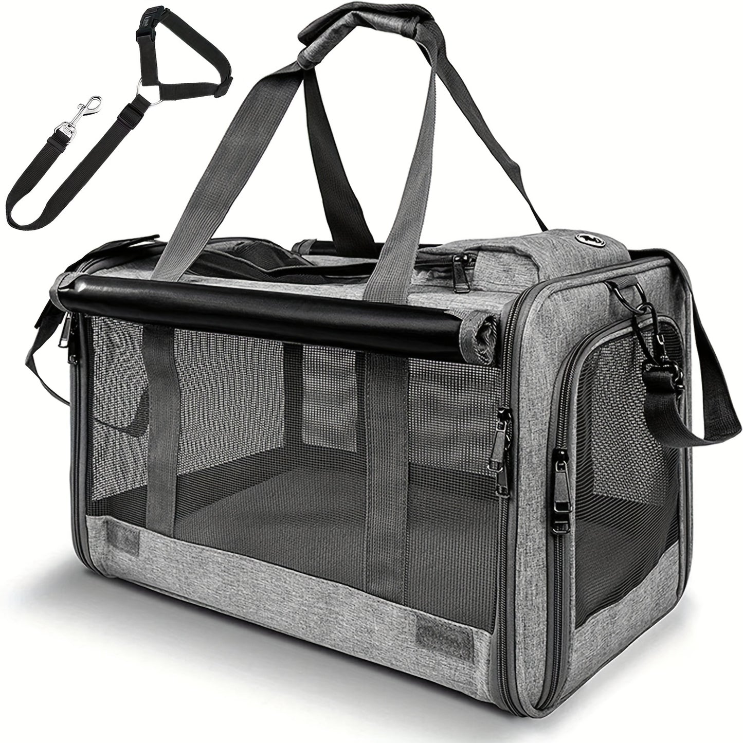 Airline Approved Soft Sided Pet Carrier – Durable Breathable Foldable Travel Bag with Pet Harness Included