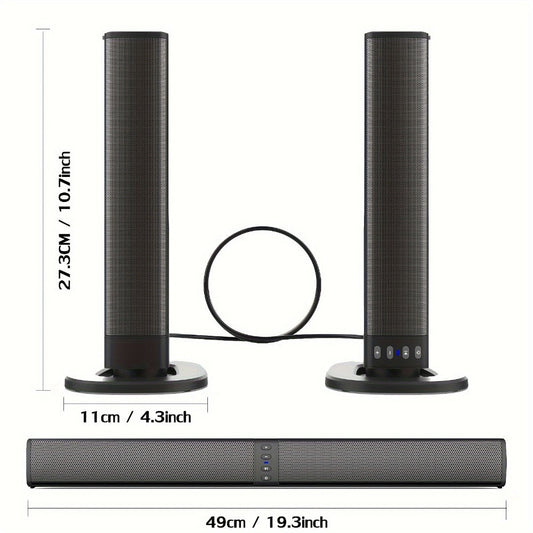 Detachable 19.3-Inch TV Soundbar with Four-Speaker Layout, TF, AUX, FM, RCA and TWS Inputs