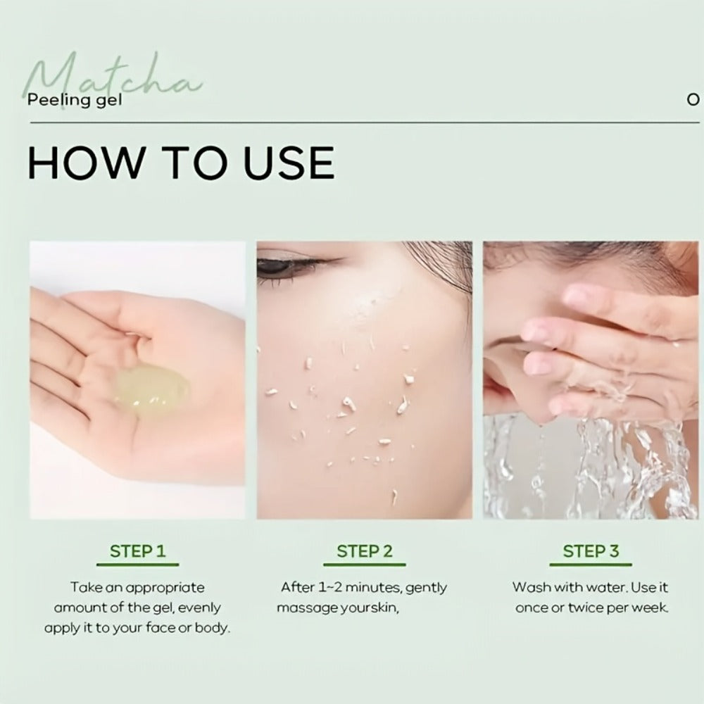 Matcha Peeling Gel Face Scrub with Tea Tree Salicylic Acid Exfoliating Alcohol Free Facial for Bath Time, Home Spa and Personal Care